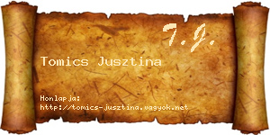 Tomics Jusztina névjegykártya